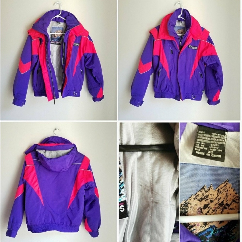 Vintage 90s Colorful Color Blocked Hoodie Puffer